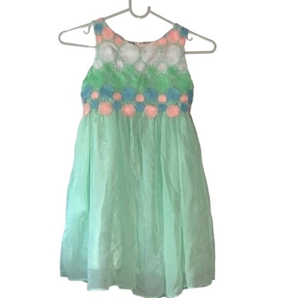KD Girls Sleeveless Party Dress With Embroidered Bodice & Tulle Skirt